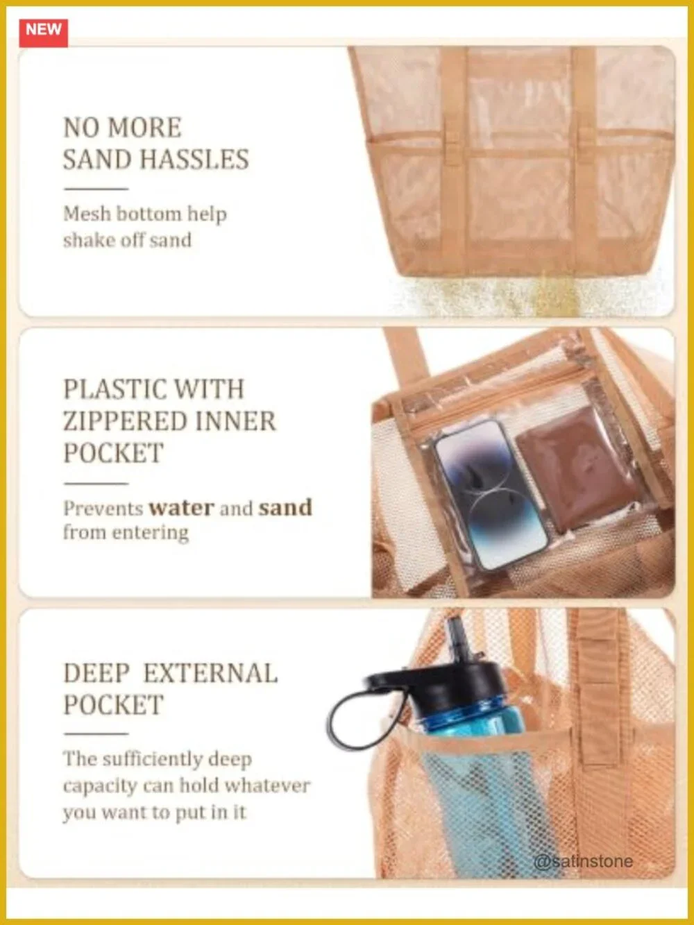 Foldable UPF 80+ Straw Sun Hat & Mesh Beach Tote Bundle Set for Women